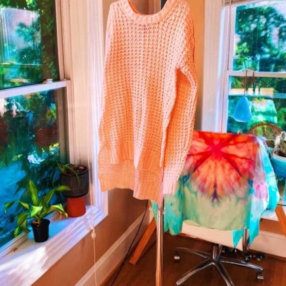 peachy waffle knit cozy sweater π - Picture 2 of 6